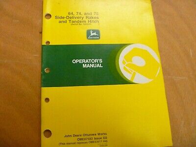 John Deere Side Delivery Rakes 64, 74, 75 pdie87593 Pre Delivery Instruction 985001 - Manual labs