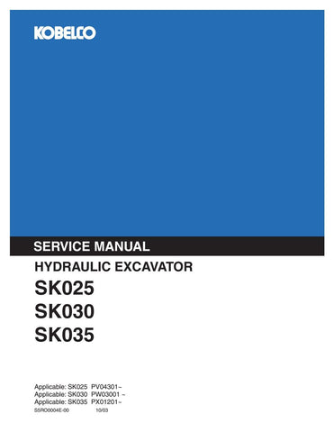 Kobelco SK025 SK030 SK035 Excavator Shop Service Repair Manual DOWNLOAD PDF - Manual labs