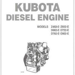 Kubota Z482-E, Z602-E, D662-E, D722-E, D782-E, D902-E Diesel Engine Operator's Manual - Manual labs