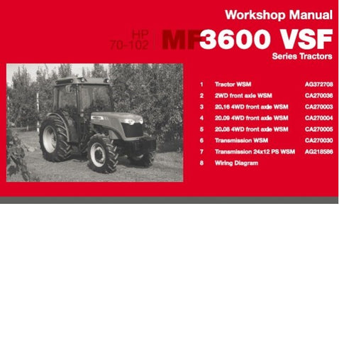 Massey Ferguson MF 3600 VSF Series (70-102HP) Tractor Workshop Service Repair Manual - Manual labs
