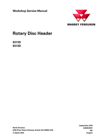 Download PDF for Massey Ferguson MF 9313S, 9313D Rotary Disc Header Workshop Service Repair Manual