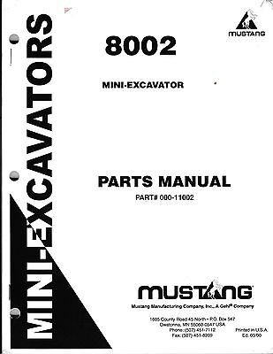 Mustang 8002 MINI-EXCAVATOR Parts Catalog Manual 000-11002 PDF Download - Manual labs