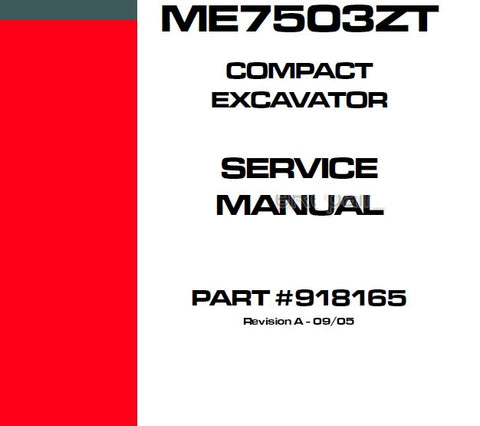 ME7503ZT - Mustang Compact Excavator Service Repair Manual PDF Download - Manual labs