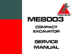 Mustang ME80003 Compact Excavator Service Repair Manual 918170 Instant Download - Manual labs