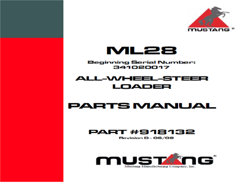 Mustang ML28 Parts Catalog Manual 918132D Download PDF - Manual labs