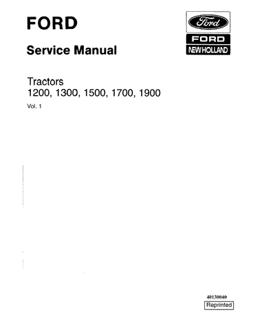 New Holland 1100, 1200, 1300, 1500, 1700, 1900 Tractor Service Repair Manual 40130040 - Manual labs