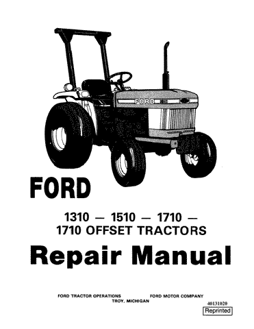 New Holland 1310, 1510, 1710 Tractor Service Repair Manual 40131020 - Manual labs