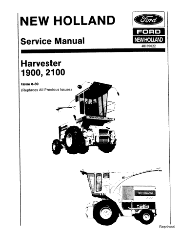New Holland 1900, 2100 Harvester Service Repair Manual 40190022 - Manual labs