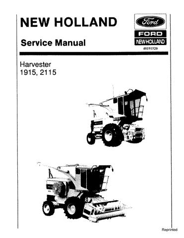 New Holland 1915, 2115 Harvester Service Repair Manual 40191520 - Manual labs