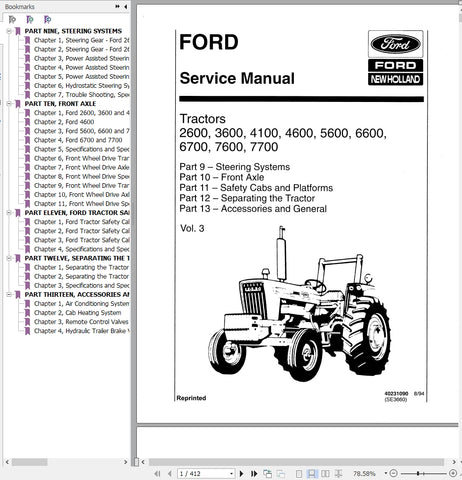 New Holland 2600, 3600, 4100, 4600, 5600, 5900, 6600, 6700, 7600, 7700 Tractor Service Repair Manual 40231090 - Manual labs