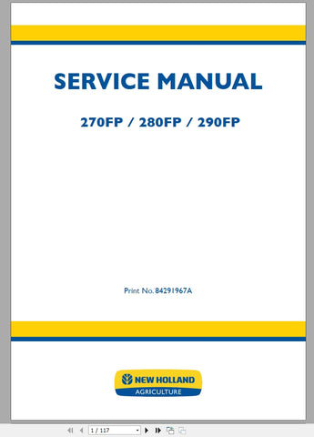 New Holland 270FP, 280FP, 290FP Service Repair Manual 84291967A - Manual labs