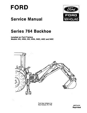 New Holland 345C, 445A, 445C, 545, 545A, 545C, 764 Tractor Service Repair Manual 40076410 - Manual labs