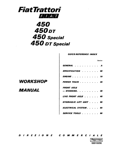 New Holland 450, 450S Tractor Service Repair Manual 06910056 - Manual labs