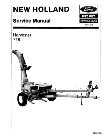 New Holland 718 Harvester Service Repair Manual 40071810 - Manual labs
