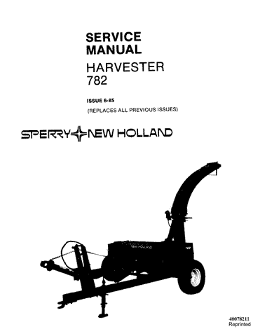 New Holland 782 Harvester Service Repair Manual 40078211 - Manual labs