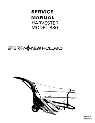 New Holland 880 Forage Harvester Service Repair Manual 40088010 - Manual labs