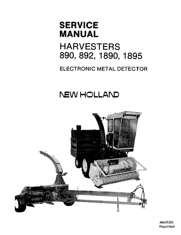 New Holland 890, 892, 1890, 1895 Electronic Metal Detector Forage Harvesters Service Repair Manual 40635201 - Manual labs