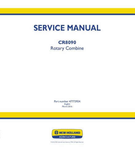 New Holland CR8090 Rotary combine Service Repair Manual 47773924 - Manual labs