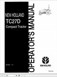 New Holland Compact Tractor TC27D Compact Operator’s Manual 86543863 - Manual labs