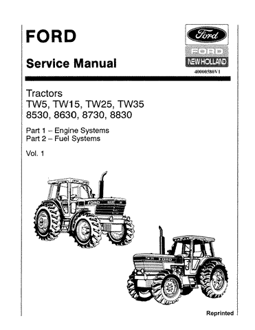 New Holland Ford 8530, 8630, 8730, 8830 Tractor Service Repair Manual 40000580 - Manual labs