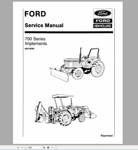 New Holland Ford Tractor 700 Implement Service Repair Manual 40070090 - Manual labs