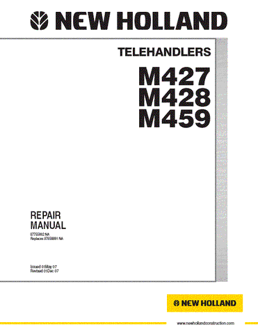 New Holland M427, M428, M459 Telehandler Service Repair Manual 87755802NA - Manual labs