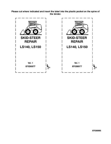 New Holland LS140, LS150 Skid Steer Loader Workshop Service Repair Manual 87036977 - Manual labs