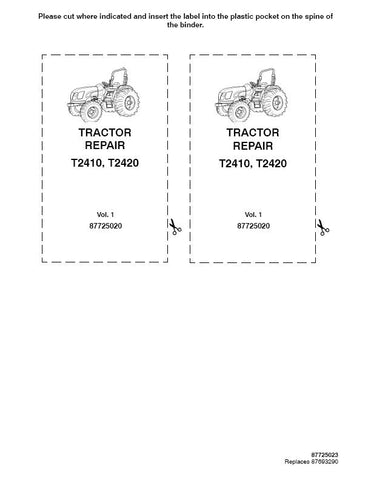 New Holland T2410, T2420 Tractor Service Repair Manual 87725020 - Manual labs