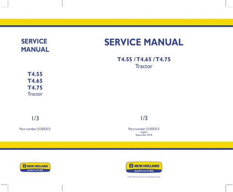 New Holland T4.55, T4.65, T4.75 Tractor Service Repair Manual 51505313 - Manual labs