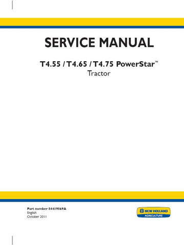 New Holland T4.55, T4.65, T4.75 Tractor Service Repair Manual 84419869A - Manual labs