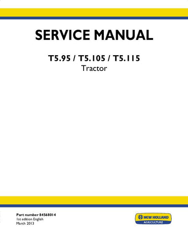 New Holland T5.105, T5.115, T5.95 Tractor Service Repair Manual 84568014 - Manual labs