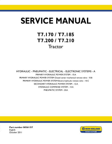 New Holland T7.170,T7.185,T7.200,T7.210 Tractor Service Repair Manual 84479148A - Manual labs