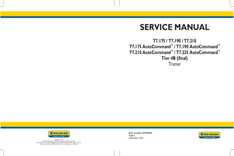 New Holland T7.175, T7.175 AutoCommand™, T7.190, T7.190 AutoCommand™, T7.210, T7.210 AutoCommand™, T7.225 AutoCommand™ Tractor Service Repair Manual 47936463 - Manual labs