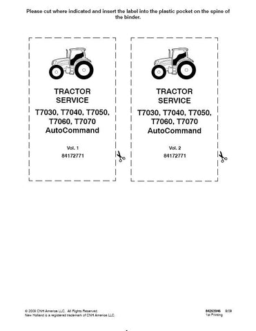New Holland T7030, T7040, T7050, T7060, T7070 Tractor Service Repair Manual 84172771 - Manual labs