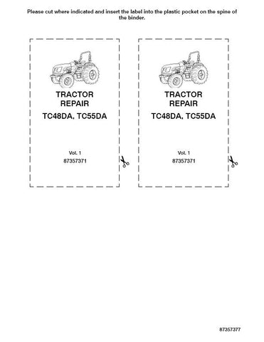 New Holland TC48DA, TC55DA Tractor Service Repair Manual 87357371 - Manual labs