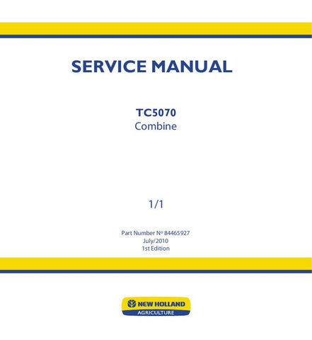 New Holland TC5070 Combine Service Repair Manual 84465927 - Manual labs