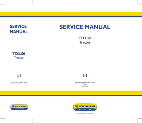 New Holland TD3.50 Tractor Service Repair Manual 48012910 - Manual labs