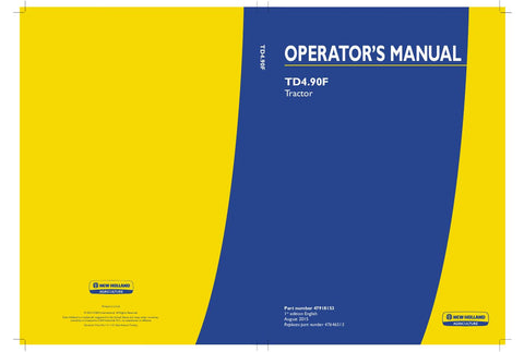New Holland TD4.90F Tractor Operator's Manual 47918153 - Manual labs