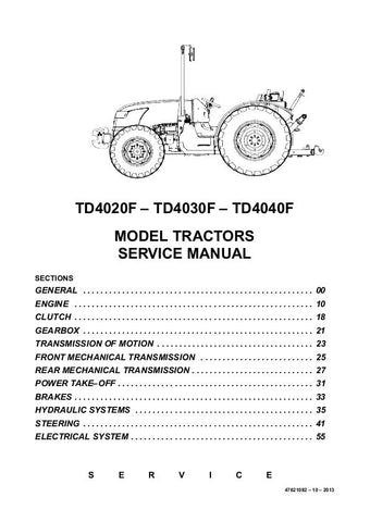 New Holland TD4020F, TD4030F, TD4040F Tractor Service Repair Manual 47621082 - Manual labs