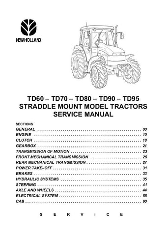 New Holland TD60,TD70,TD80,TD90,TD95 Straddle Mount Model Tractor Service Repair Manual 84285908 - Manual labs