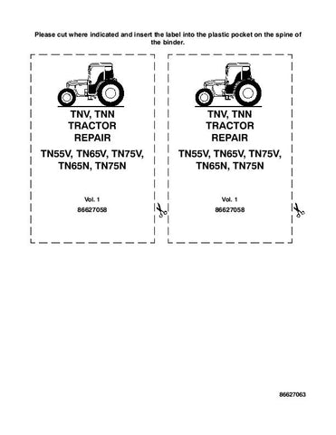 New Holland TN55V, TN65N, TN65V, TN75N, TN75V Tractor Service Repair Manual 86627058 - Manual labs