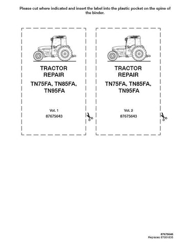 New Holland TN75FA, TN85FA, TN95FA Tractor Service Repair Manual 87675643 - Manual labs