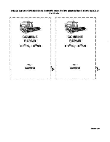 New Holland Tr89 Tr99 Combine Service Repair Manual 86589290 - Manual labs