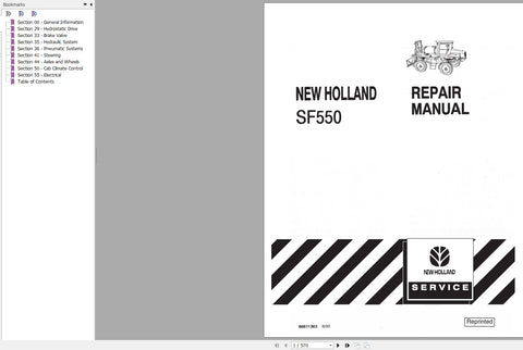 New Holland Tractor SF550 Service Repair Manual 86611363 - Manual labs