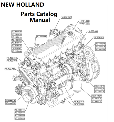 New Holland V004 Engine Parts Catalog Manual F2CGE614G PN/5802572107 - PDF File