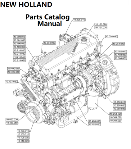 New Holland V004 Engine Parts Catalog Manual F2CGE614H PN/5802572110 - PDF File