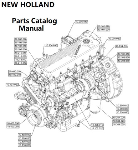 New Holland V004 Engine Parts Catalog Manual F2CGE614J PN/5802572112 - PDF File