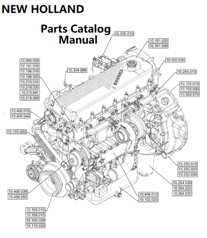 New Holland V004 Engine Parts Catalog Manual F2CGE614K PN/5802572117 - PDF File