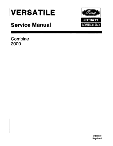 New Holland Versatile V97568 2000 Combine 1985 Service Repair Manual 43200010 - Manual labs