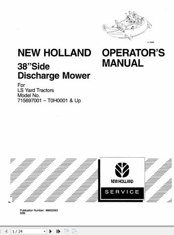 New Holland Yard Tractor 38 Inch 71569700-T0H0001 Operator’s Manual 86602563 - Manual labs